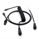  5PIN male GX16 Aviation plug to Type-c  and usb to 5pin gx16  female wire cable set black 